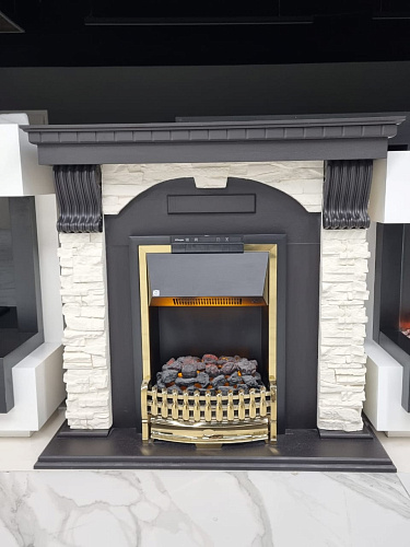 Биокамин Dimplex Luxemburg очаг Atherton сланец/темный дуб (каменный) (выставочный образец)_0